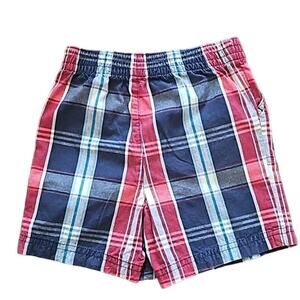 Excellent Garanimals Toddler Boys Pull-On Plaid Cotton Shorts Navy Red Blue 18M
